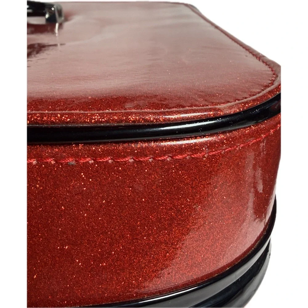 Lux de Ville Red Glitter Vanity Case Leopard Print Retro Pinup Makeup Trunk Bag